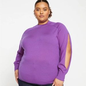 Universal Standard Beals Merino Cut-Out Sweater in Compote